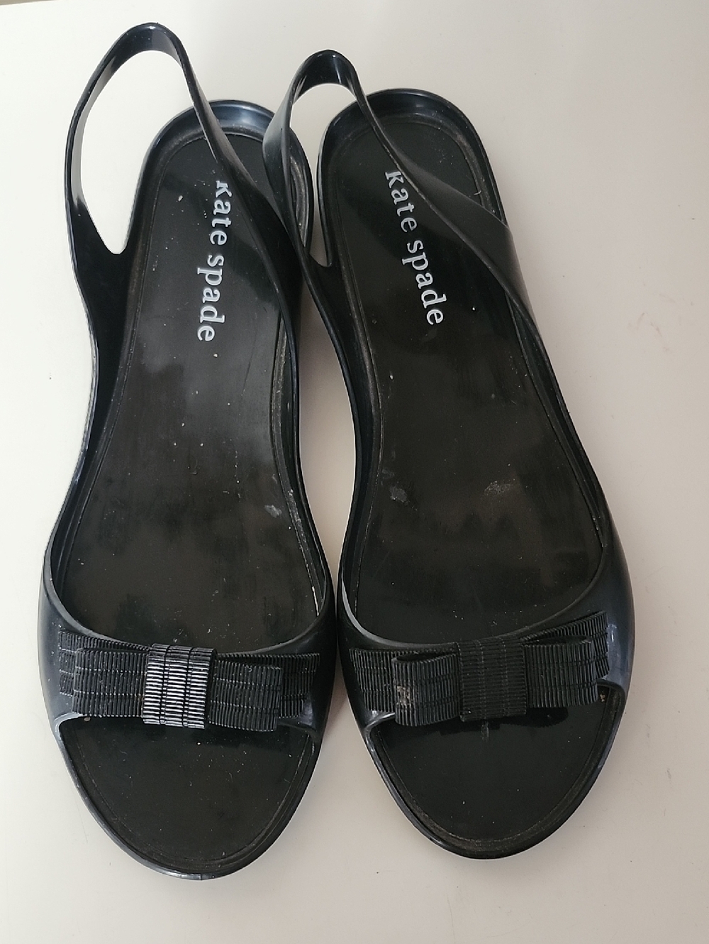 kate spade Black Slingback Bow Jelly Flats